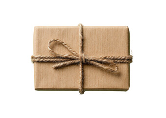 A light beige kraft paper gift box tied with a natural twine bow