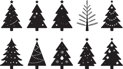 Christmas Tree Silhouette Bundle | Festive Holiday Vector Collection