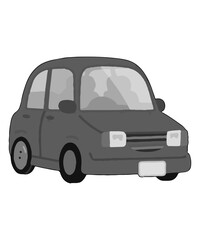Vintage Cartoon Car Illustration a Retro Vehicle Design with Simple Grayscale Aesthetics on Transparent Background