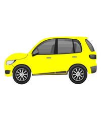 Bright Yellow Car Illustration Captures Modern Automotive Design with Sleek Lines and Stylish Wheel Rims