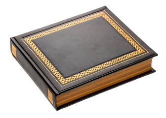 Obraz premium Ornate leather bound book isolated on a transparent background