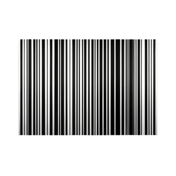 A white barcode on a solid black background