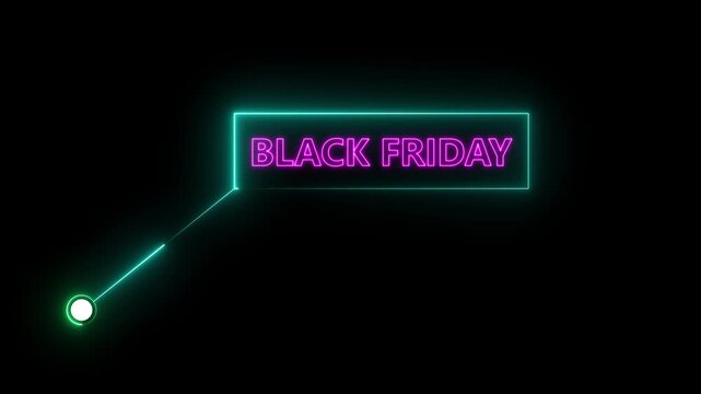Black friday Sale text animation with technology icon black background .Call-out futuristic hud animation digital white tone six pack on the black screen .