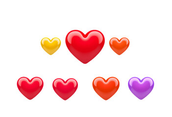 Collection of Colorful 3D Heart Shapes