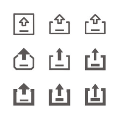 Set of Upload Icons on White Background Arrow Symbols for Data Transfer Concepts