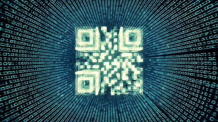 Digital QR code in binary code space - Powered by Adobe