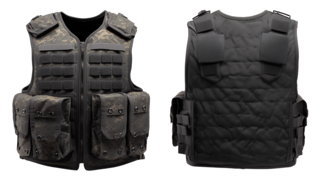 Two tactical vests, front and back