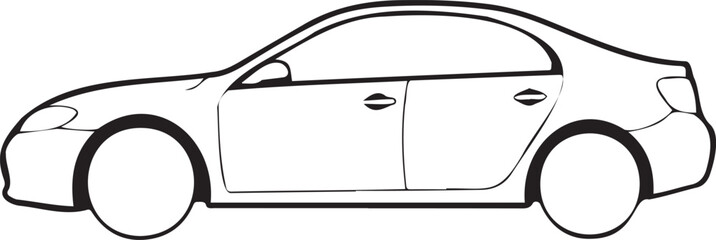 Streamlined Silhouette: A sleek, black-and-white illustration of a modern car, exuding elegance and efficiency. Perfect for conveying concepts of travel and transportation.