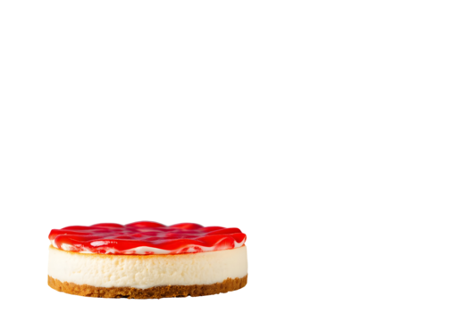 Cheesecake with Red Glaze on Transparent Background