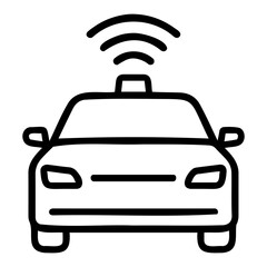 Vector illustration of a self driving car with visible wifi signal on top of it