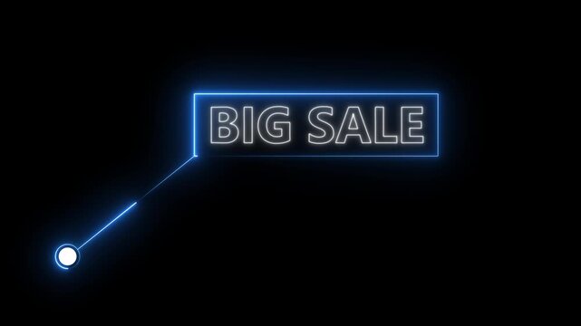 Big Sale text animation with technology icon black background .Call-out futuristic hud animation digital white tone six pack on the black screen .