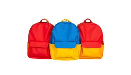 Colorful School Backpacks Red Blue and Yellow
