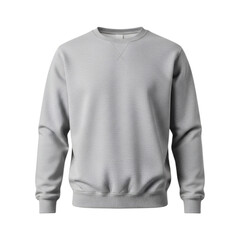 Plain light gray crewneck sweatshirt isolated on transparent background