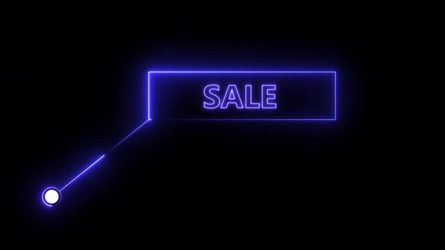 Sale text animation with technology icon black background .Call-out futuristic hud animation digital white tone six pack on the black screen .