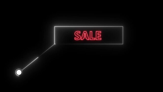 Sale text animation with technology icon black background .Call-out futuristic hud animation digital white tone six pack on the black screen . 