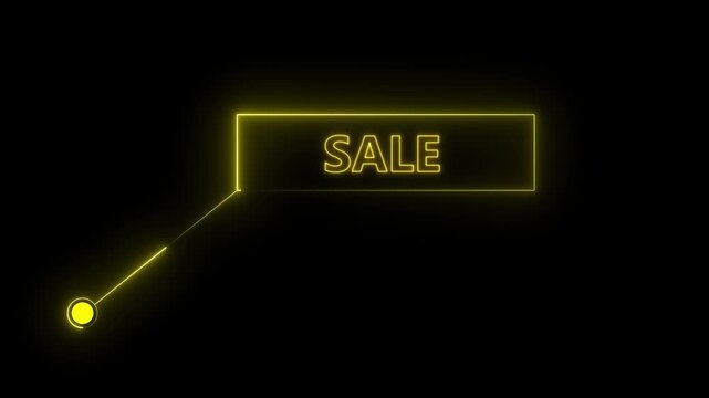Sale text animation with technology icon black background .Call-out futuristic hud animation digital white tone six pack on the black screen .