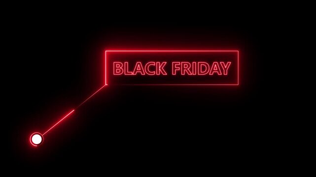 Black friday Sale text animation with technology icon black background .Call-out futuristic hud animation digital white tone six pack on the black screen .