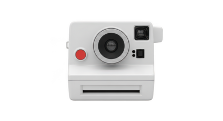White instant camera isolated on transparent background