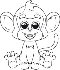 Cute monkey jungle animal black-and-white