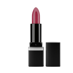 Obraz premium Elegant pink lipstick with black casing isolated on transparent background