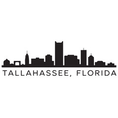 Tallahassee skyline horizontal banner. Tallahassee, Florida. Vector template for your design. Vector black silhouette. with white background
