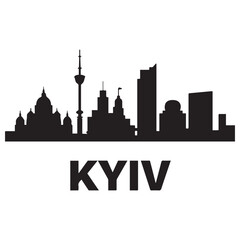 Obraz premium Kyiv skyline silhouette. Vector illustration.. Vector black silhouette. with white background