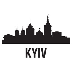 Obraz premium Kyiv skyline silhouette. Vector illustration.. Vector black silhouette. with white background