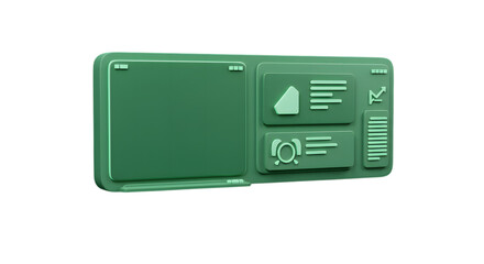 Futuristic green digital device with data display