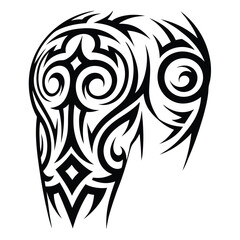 Shoulder Tattoo Design Black Tribal Ornament Art on White Background Motif