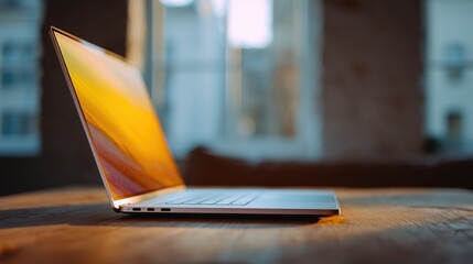 laptop in orange tones