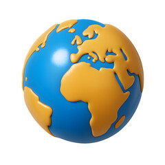 Stylized globe showing europe and africa isolated on transparent background