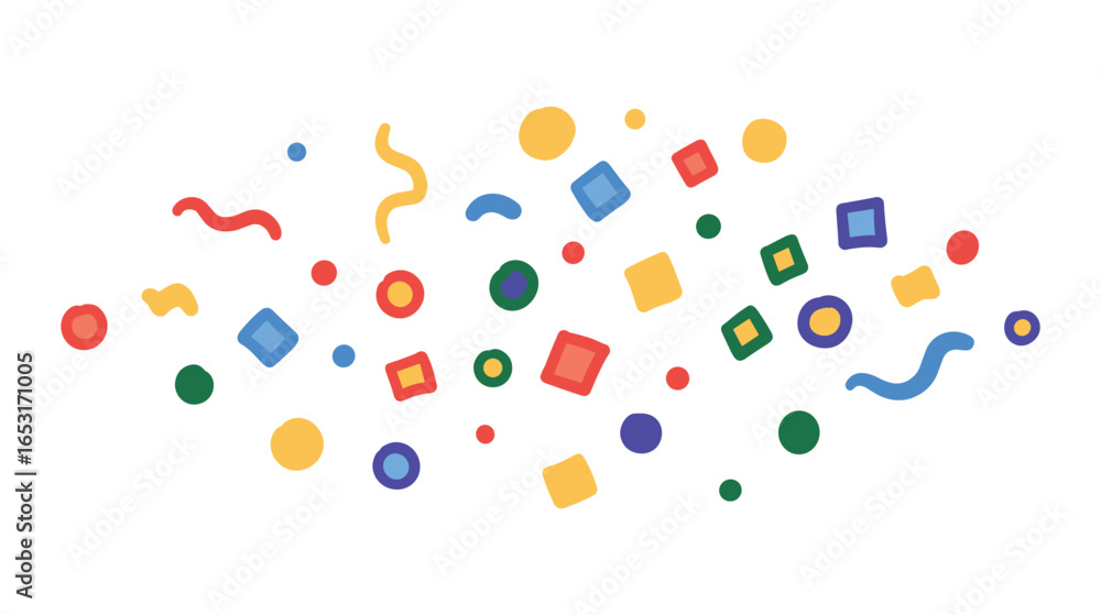 Aufkleber colorful abstract confetti pattern with geometric shapes and lines on white background. vector illus