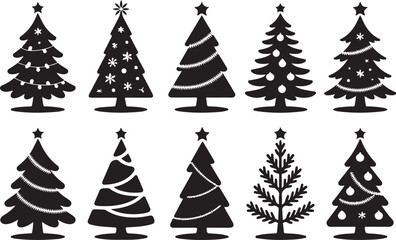 Obraz premium Christmas Tree Silhouette Bundle | Festive Holiday Vector Collection