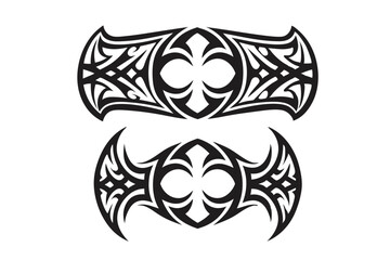Naklejka premium Polynesian Tribal Tattoo Style Design Black Ethnic Art on White Background