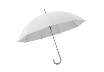 A sophisticated white umbrella with a curved handle Isolated on transparent background