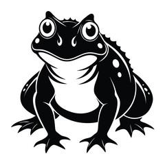 Monochromatic Vector Illustration of a Bulky Frog with Large Eyes and Distinctive Features in a Stylized Design