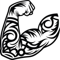 Polynesian Tribal Arm Tattoo Design with Intricate Details on White Background