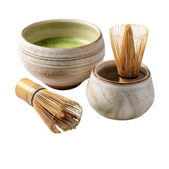 Ceramic matcha set with bamboo whisk