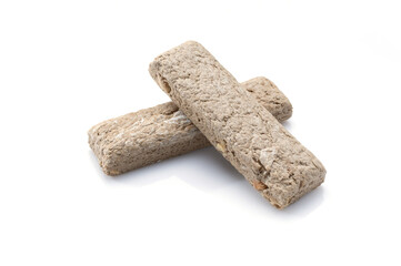 Traditional sunflower seed halva on a white background.