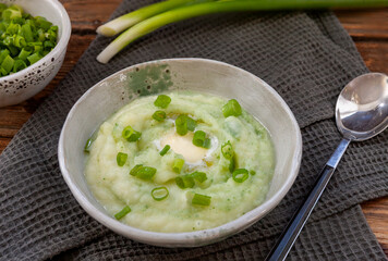 Traditional Irish colcannon - mashed potatoes with cabbage