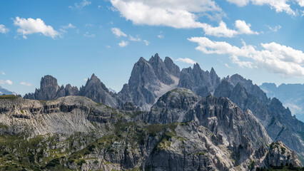 The mountain peaks of Ciadin del deserto in the Dolomites in Italy