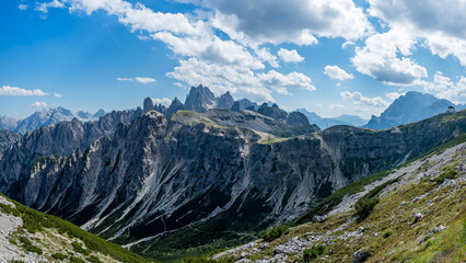 The mountain peaks of Ciadin del deserto in the Dolomites in Italy