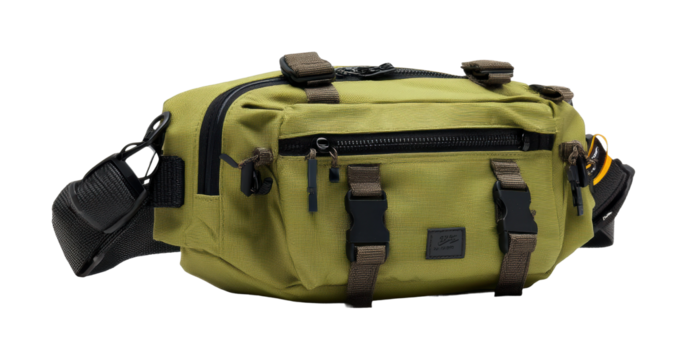 Action-packed adventure bag urban product showcase environment view isolated on transparent background, png