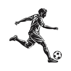 Soccer player silhouette kicking ball vector illustration