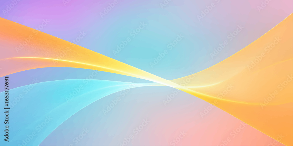 Poster abstract and colorful background featuring a bright, flowing wave design with a yellow and orange co