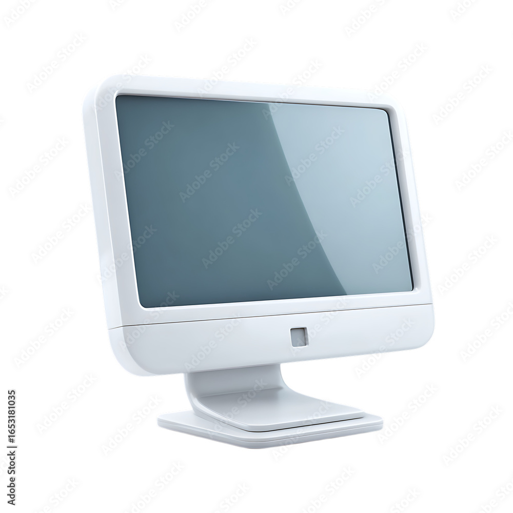 Poster modern white computer monitor with a sleek design isolated on transparent background