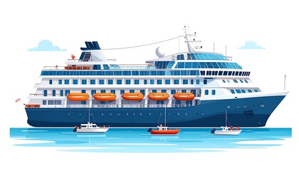 Obraz premium Cruise ship at sea, illustration