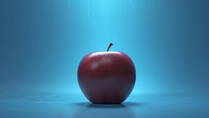 red apple on blue background