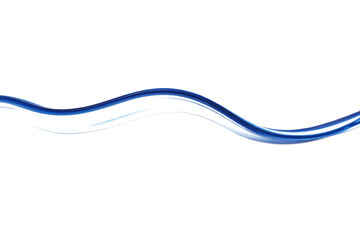 Abstract blue wavy shape design element with smooth gradients and smooth motion, in the form of a flow, isolated on a transparent background.