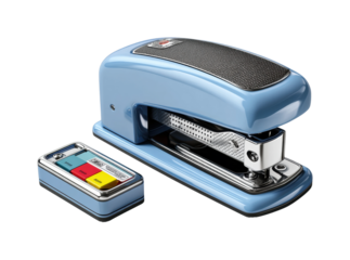 Office supplies action stapler and staples workspace product clean isolated on transparent background, png